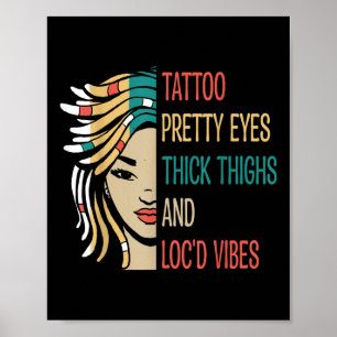Poster Bloquear Tatuagem Bonito Olhos Espessos Coxas Bloq