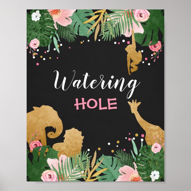 Poster Bloqueio de Água Selvagem Sinal Zoo Safari mesa (Frente)