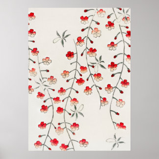 Poster Bloqueio de Madeira Antiquado do Sakura Japonês