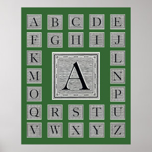 Póster Bloqueio - Letra "A" Woodcut Inicial