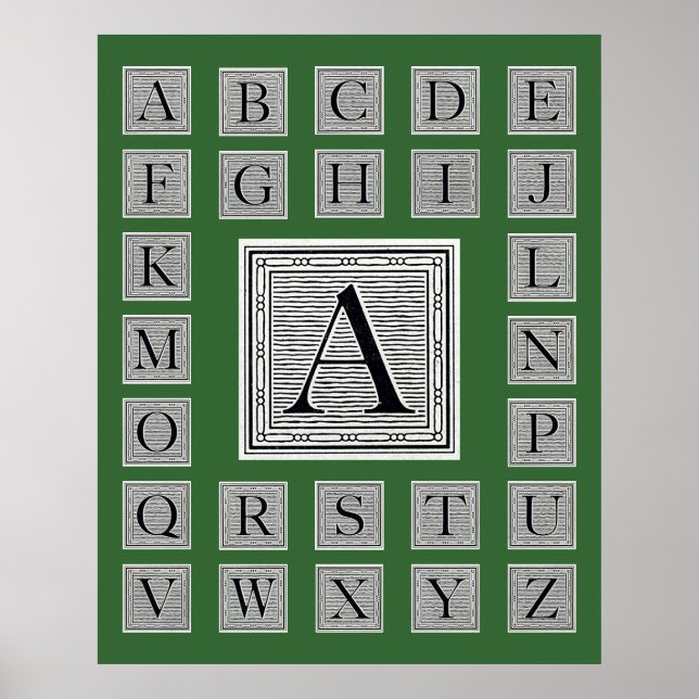 Póster Bloqueio - Letra "A" Woodcut Inicial (Frente)