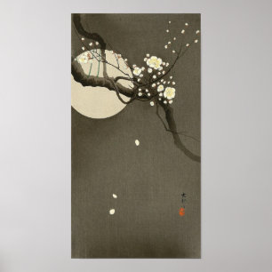 Poster Blossomas de ameixa à noite por Ohara Koson Vintag