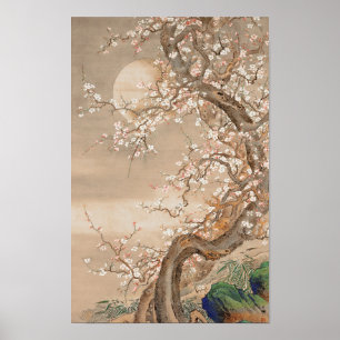 Poster Blossomas de ameixa japoneses em Lua por Sō Shizan