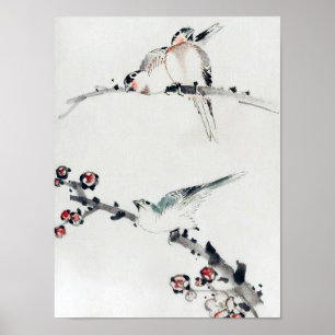 Poster Blossomas de ameixas, Hokusai, Ukiyo-e