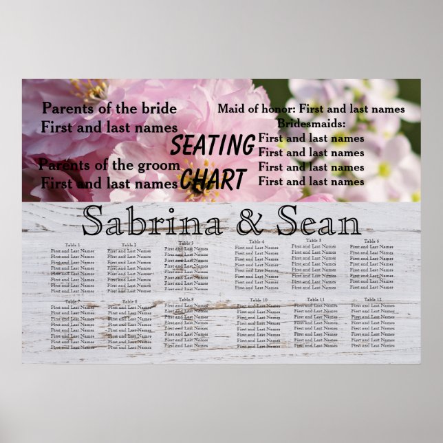Poster Blossomas de Gráfico de Casamento Misturam Metade  (Frente)