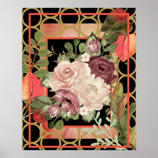 Poster Blossomas de rosa no Quadro (Frente)