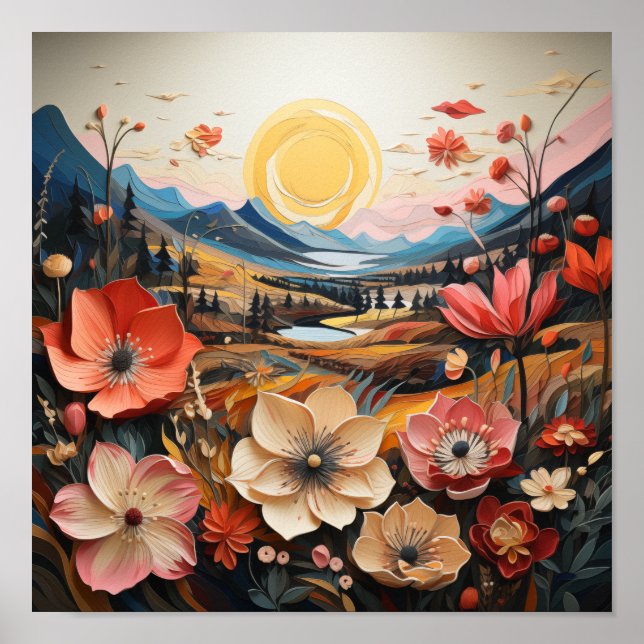 Poster Blossomas do Vale do ouro: Arte Natureza como Sonh (Frente)