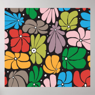 Poster Blossomas Grandes Retro Floral Sem Vista