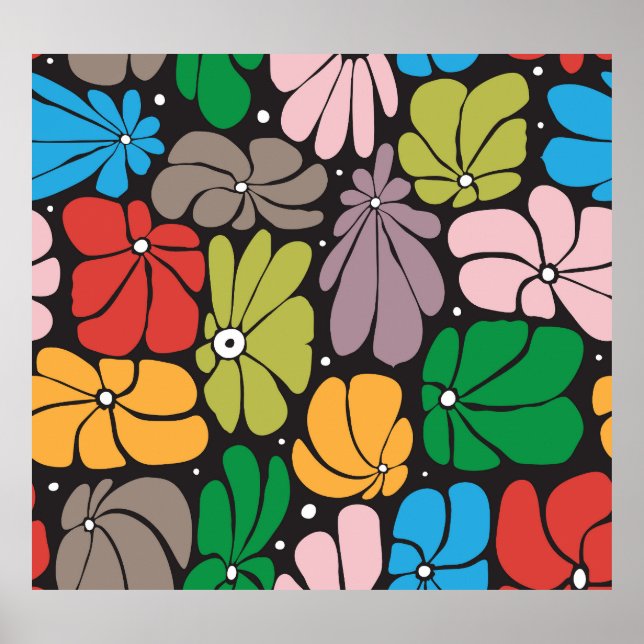 Poster Blossomas Grandes Retro Floral Sem Vista (Frente)