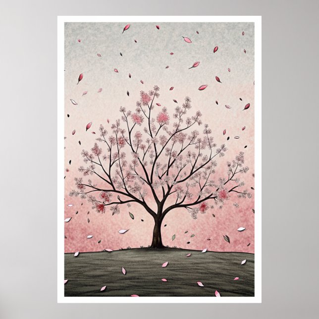 Poster Blossomas Sussurrantes: Um Illus De Flor De Cereja (Frente)