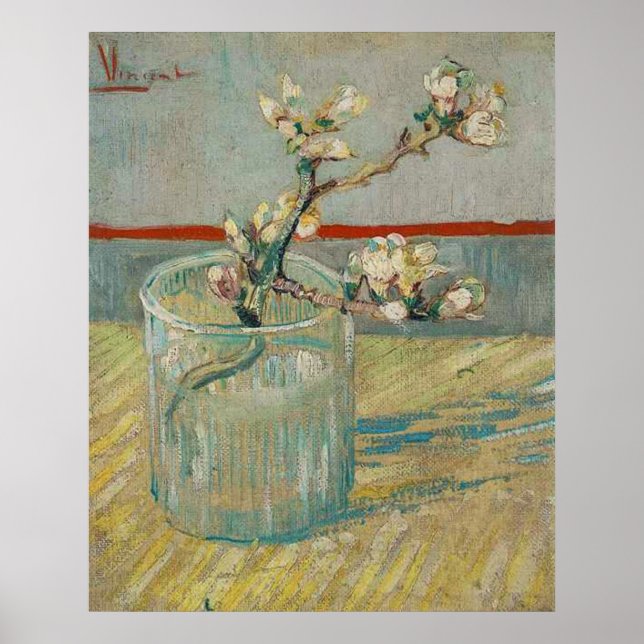 Póster Blossoming Almond Branch por Vincent van Gogh (Frente)