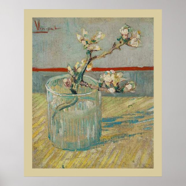 Póster Blossoming Almond Branch por Vincent van Gogh (Frente)