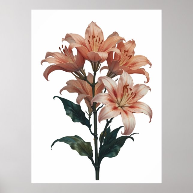 Poster Blossoming Lilies in Harmonious Elegance (Frente)