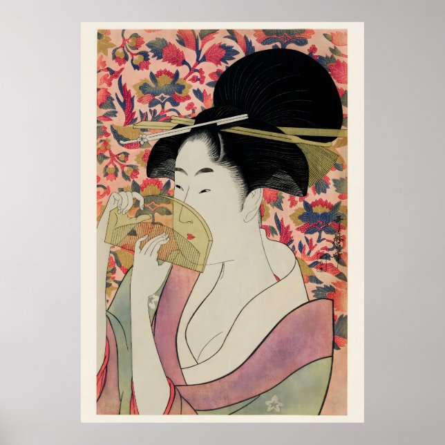 Poster Blossoms & Beauty Edo Period Geisha Painting (Frente)