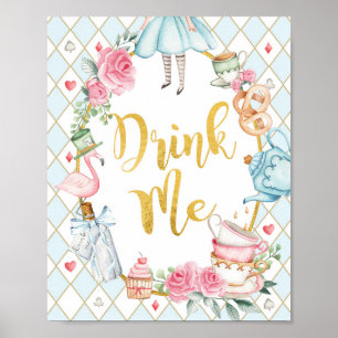 Poster Blue Alice no País das Maravilhas DRINK ME - Sinal