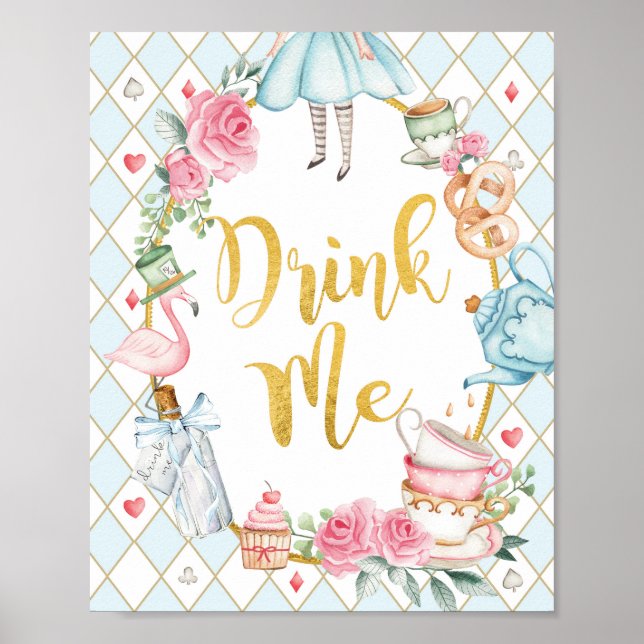 Poster Blue Alice no País das Maravilhas DRINK ME - Sinal (Frente)