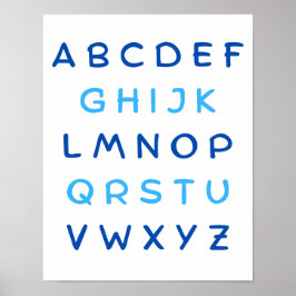Poster Blue Alphabet Capital Letters Professor Kids Room