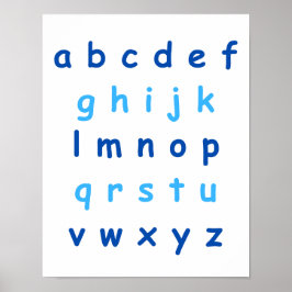 Poster Blue Alphabet Lowercase Letters Professor Kids Roo