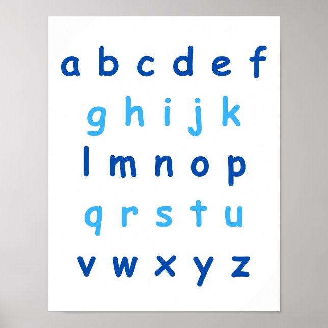 Poster Blue Alphabet Lowercase Letters Professor Kids Roo (Frente)