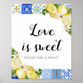 Poster Blue Azulejo Lemons Love is Sweet Trepar Favor Sin