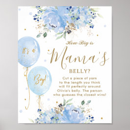Poster Blue Balloons Floral Boy How Big Mama's Belly Game