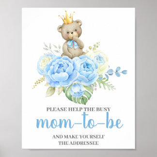 Poster Blue Bear ajuda a mãe a assinar o destinatário