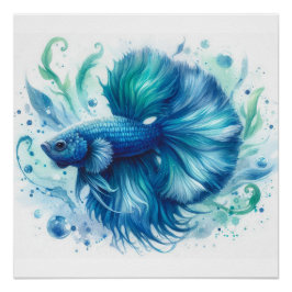 Póster Blue Betta Fish no 1 Glossy Poster