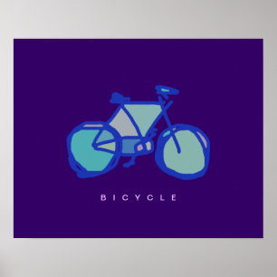 Póster blue bicycle decorative print