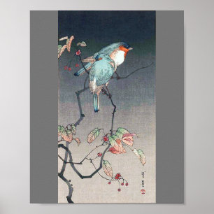 Poster Blue Bird at Night, Watanabe Seitei