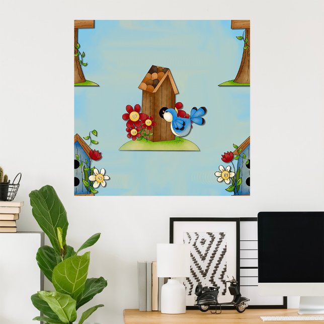 Poster Blue Bird Birhouse (Criador carregado)