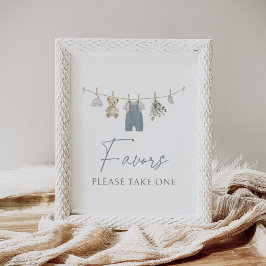 Poster Blue Boho Boy Baby Clothes Baby Shower Favors Sign