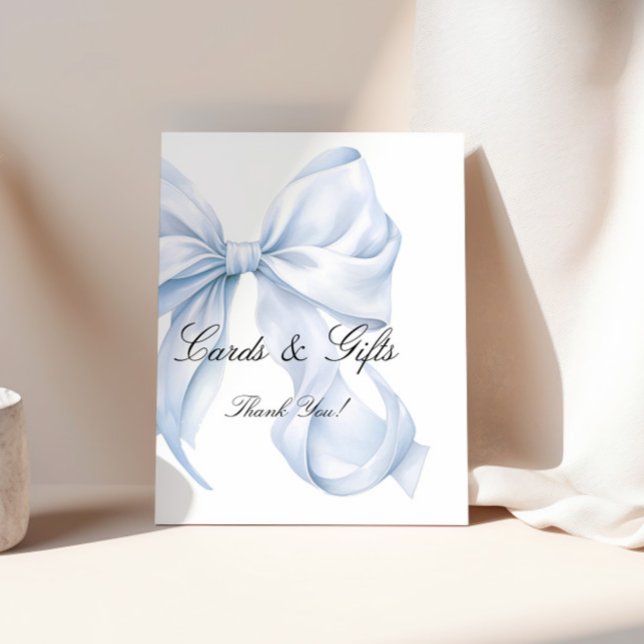 Poster Blue Bow Cards and Gifts Sign, Coquette Bow (Criador carregado)