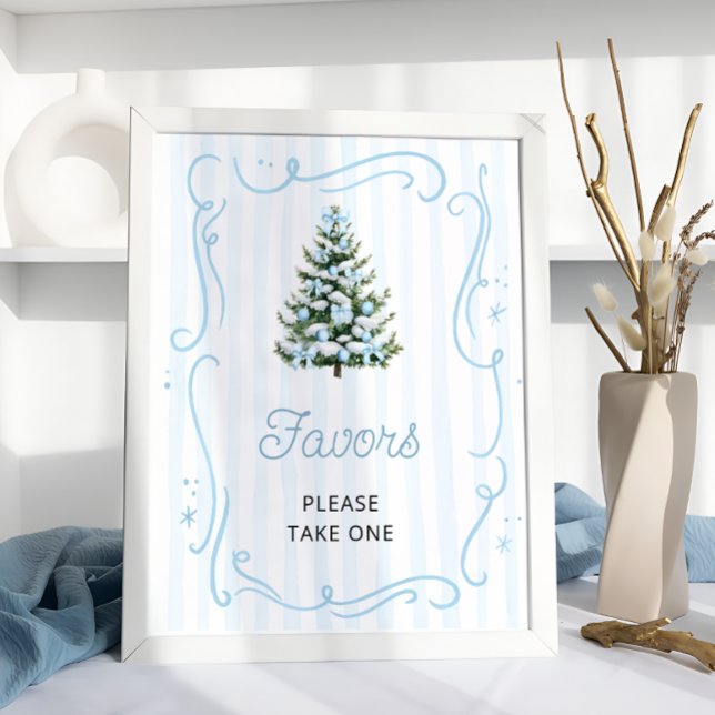 Poster Blue Bow Christmas Tree Baby Shower Favors (Criador carregado)