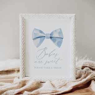 Poster Blue Bowtie Boy Chá de fraldas Babies são sinais d