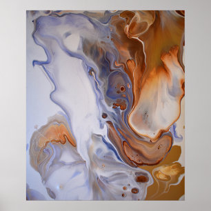 Poster Blue Brown Modern Contemporâneo Abstrato Art