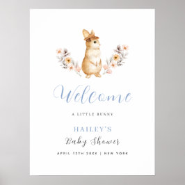 Poster Blue Bunny Wildflower Boas-Vindas ao Bebê Chuvada