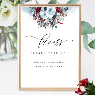 Poster Blue Burgundy e Red Floral - Sinal de Favor