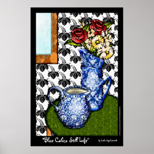 Póster Blue Calico Still Life (Poster de arte fina)