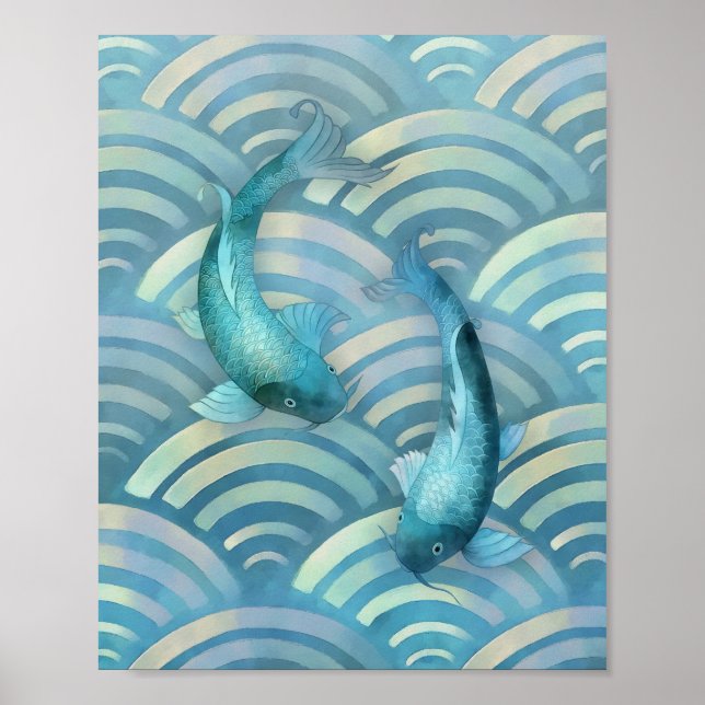 Poster Blue Carp Koi Fish (Frente)