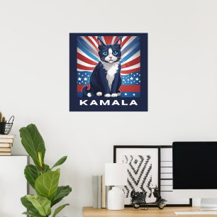 Poster Blue Cat para Kamala 2024 Democrata Eleitoral dos