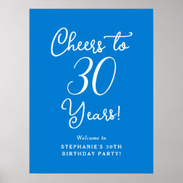 Poster Blue Cheers to 30 Anos Aniversário Sinal de Boas-v