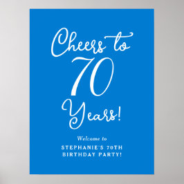 Poster Blue Cheers to 70 Anos Aniversário Sinal de Boas-v