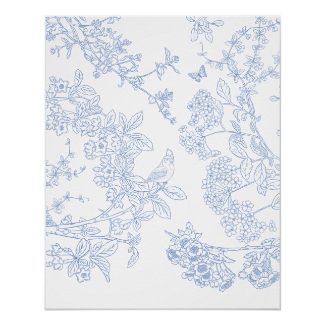 Póster Blue Chinoiserie Glossy Poster (Frente)