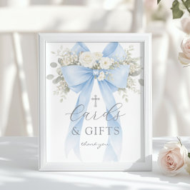 Poster Blue Coquette Bow Cards and gifts Baptism