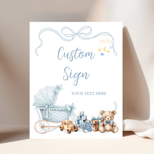 Poster Blue Coquette Carriage Baby Shower Custom Sign (Criador carregado)