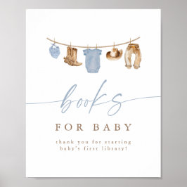 Poster Blue Cowboy Clothesline Books for Baby