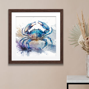 Poster Blue Crab Watercolor