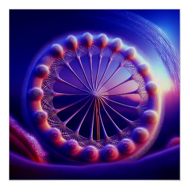 Póster Blue Dandelion Fractal (Frente)