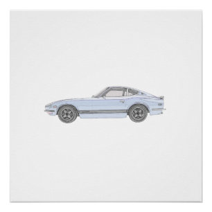 Póster Blue Datsun 240Z Sports Car Perfect