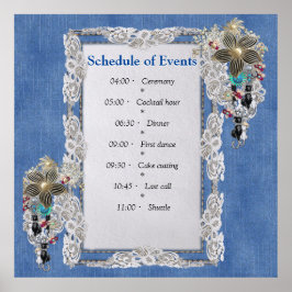Poster Blue Denim, Lace, Costume Jewelry